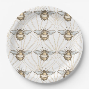 Plato De Papel Abeja de miel de época