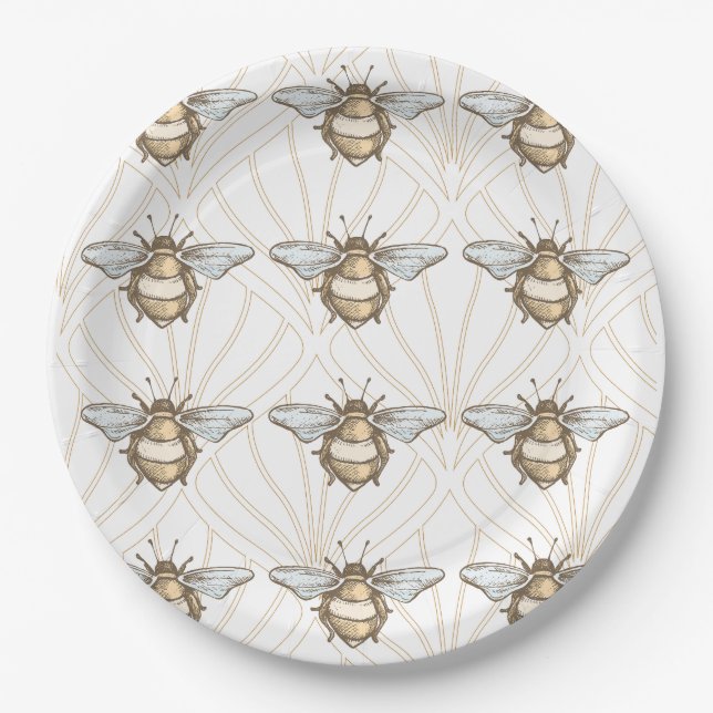 Plato De Papel Abeja de miel de época (Anverso)
