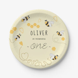 Plato De Papel Abeja de miel elegante primer cumpleaños de abeja