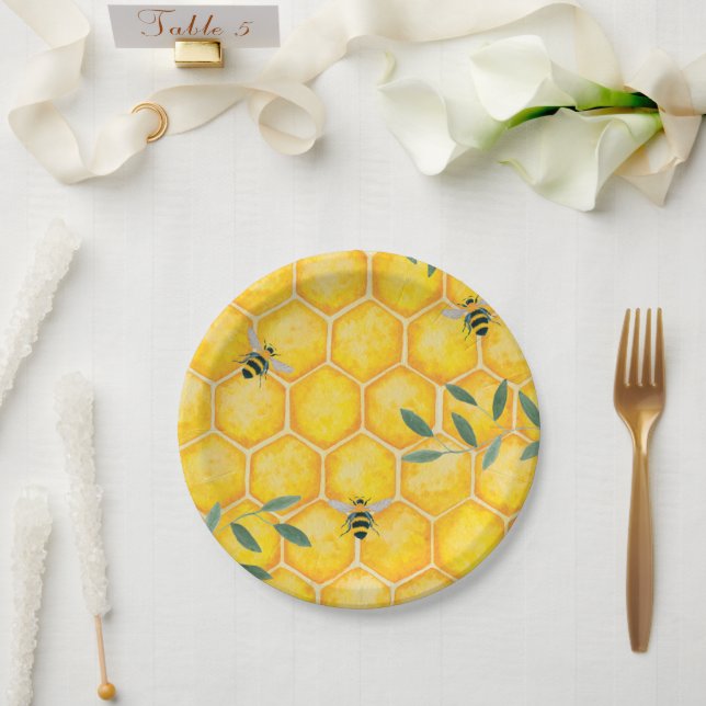 Plato De Papel Abeja de pepita (Boda)