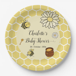 Plato De Papel Abeja dulce con dulce miel Baby Shower