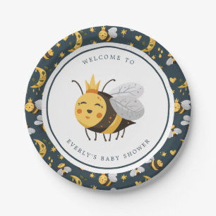 Plato De Papel Abeja Reina Abeja Mellera Lindo Shower de Bebe