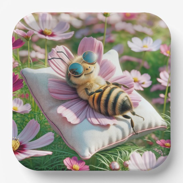 Plato De Papel Abeja reposando sobre una almohada (Anverso)