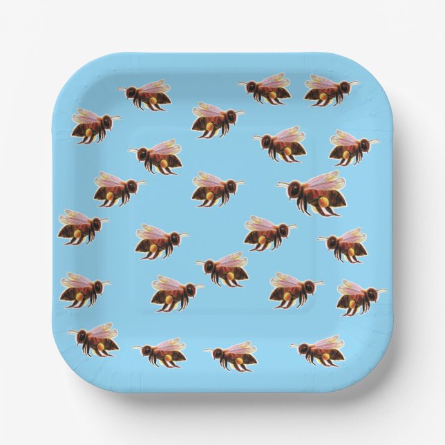 Plato De Papel Abeja volando (Anverso)