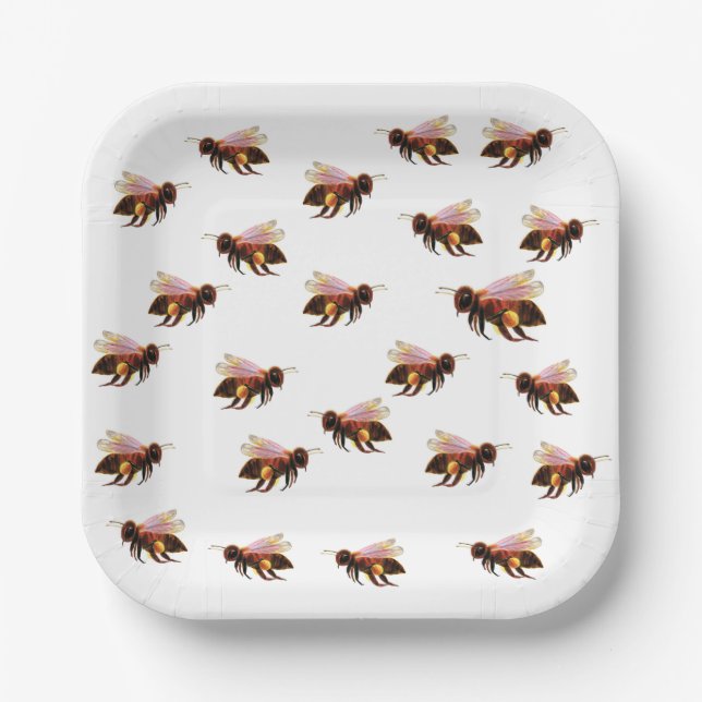 Plato De Papel Abeja volando (Anverso)