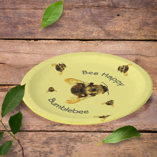 Plato De Papel Abejas amarillas Abejas Feliz
