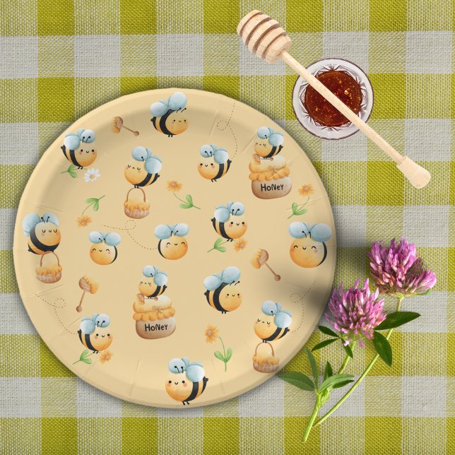 Plato De Papel Abejas de Beehive y cumpleaños con tema de miel (Subido por el creador)