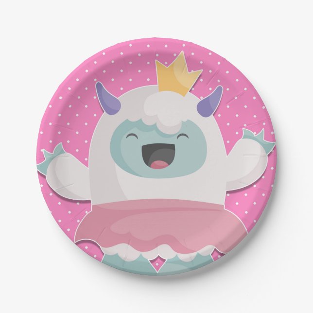 Plato De Papel Abominable Princesa de Nieve Yeti para celebrar a  (Anverso)