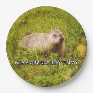 Plato De Papel Abrace las placas de un groundhog hoy