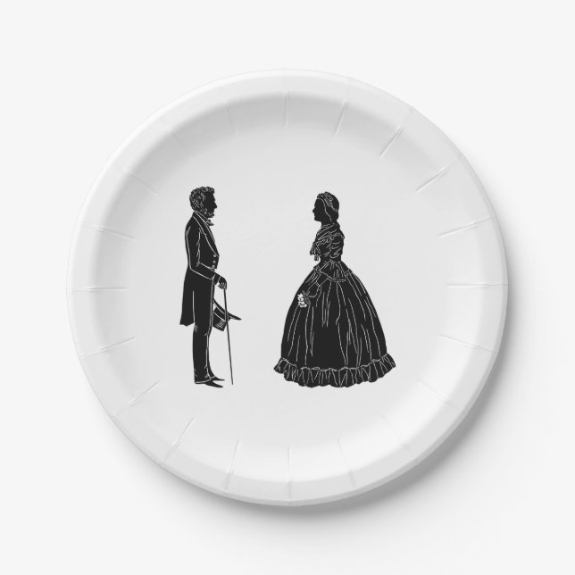 Plato De Papel abraham lincoln mary todd lincoln silhouette (Anverso)