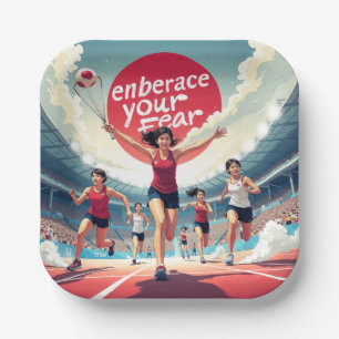 Plato De Papel Abraza tu miedo - kawaii Motivational Runner