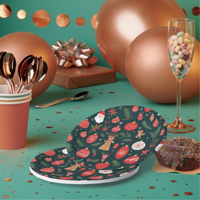 Plato De Papel Abrazando el espíritu navideño, Feliz Navidad (Multi)