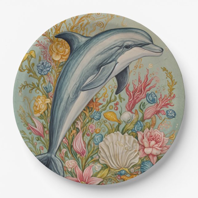 Plato De Papel Abrazo oceánico (Anverso)