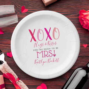 Plato De Papel Abrazos y Besos (XOXO) Día de San Valentín Despedi