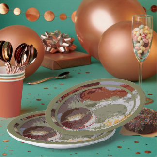 Plato De Papel Abstract Fruit Motif