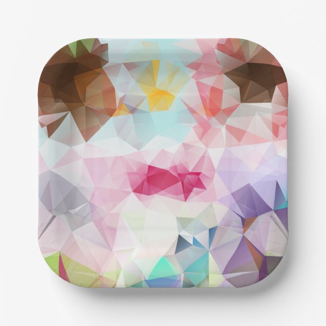 Plato De Papel Abstract Geometric Low Poly Mosaic (Anverso)