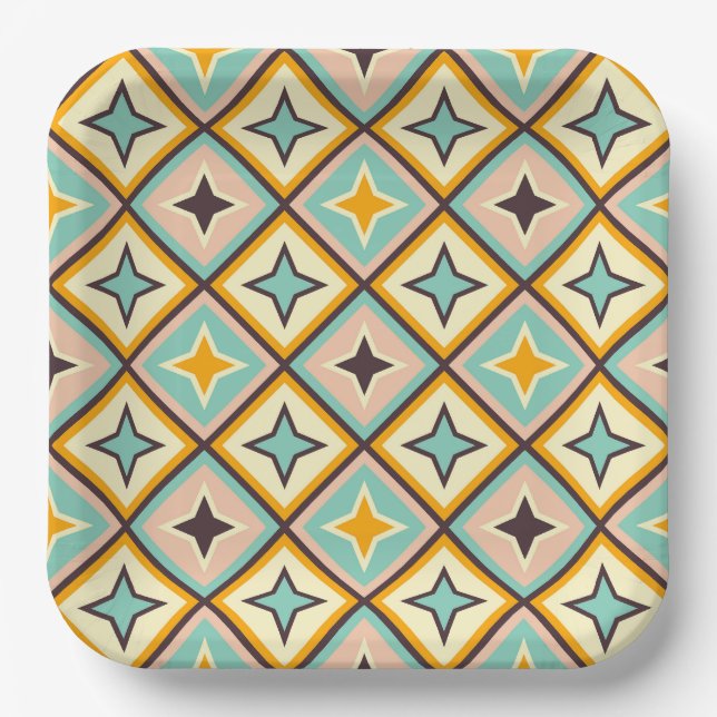 Plato De Papel Abstract geometric pattern with diamond shapes (Anverso)