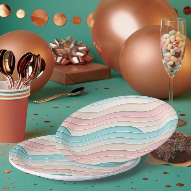 Plato De Papel Abstract Pastel Waves – Elegant Modern Pattern  (Multi)
