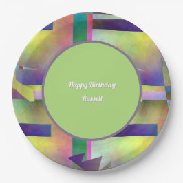 Plato De Papel Abstract Pattern Adult Any Age Birthday Party