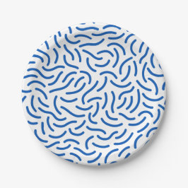 Plato De Papel Abstract pattern of thick, wavy blue lines 