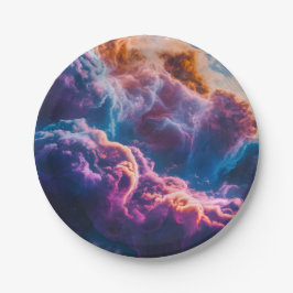 Plato De Papel Abstract Space Nebula Art - Colorful Cosmic
