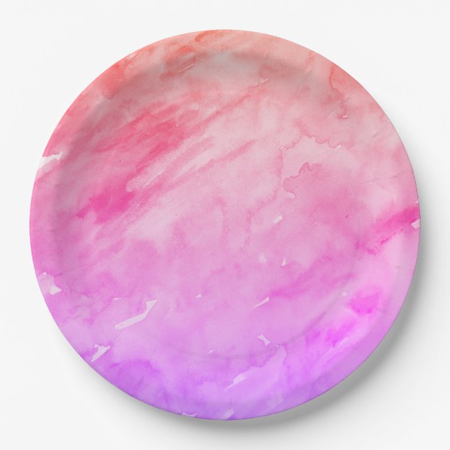 Plato De Papel Abstract Watercolor Tie Dye Neon (Anverso)