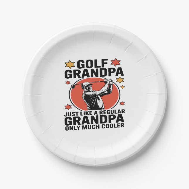 Plato De Papel Abuelo de golf igual que un abuelo normal (Anverso)