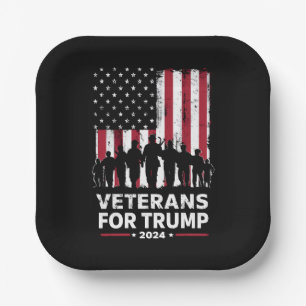 Plato De Papel Abuelo Veteranos Por Trump 2024 Bandera Americana