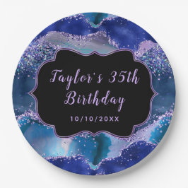 Plato De Papel Abundancia azul oscuro y morado en el océano