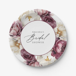 Plato De Papel Abundancia Rusa Floral Ducha Bridal