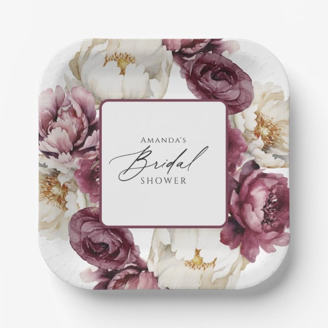 Plato De Papel Abundancia Rusa Floral Ducha Bridal (Anverso)