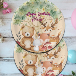 Plato De Papel Abundantes animales del bosque de Woodland