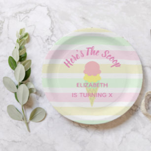 Plato De Papel Acá está el cumpleaños del verano del Crema de Hie