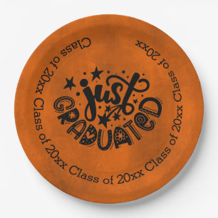 Plato De Papel Acabo de graduar - Naranja