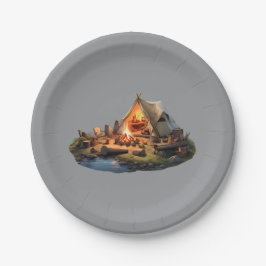 Plato De Papel Acampando con seres queridos