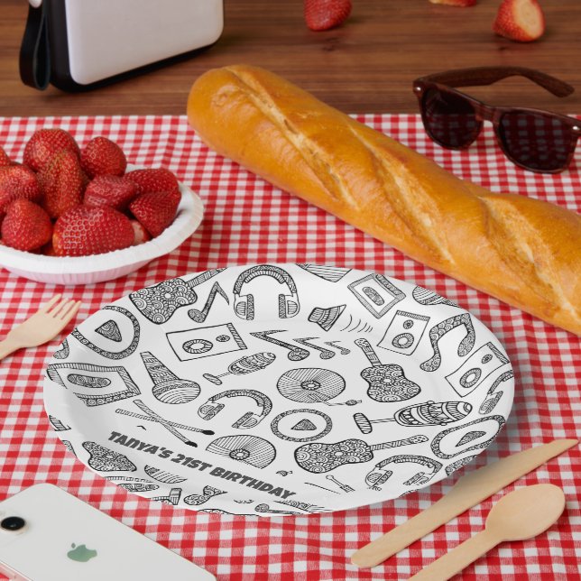 Plato De Papel Accesorios musicales de instrumentos personalizado (Picnic)
