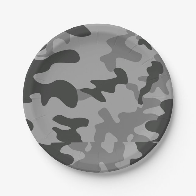 Plato De Papel Accesorios para gris de camuflaje (Anverso)