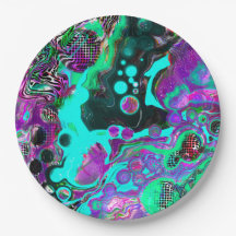 Aceite abstracto púrpura, Verde azulado, azul, col