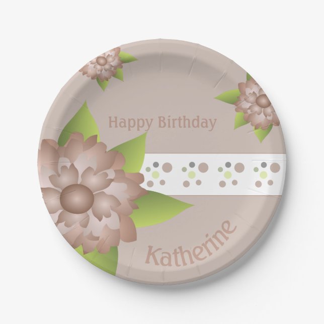 Plato De Papel Acento floral moderno (Anverso)