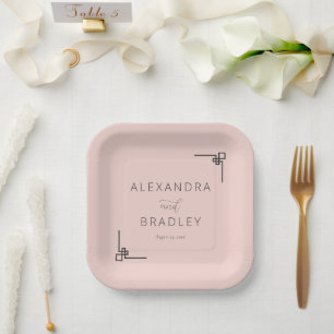 Plato De Papel Acentos geométricos rosados elegantes
