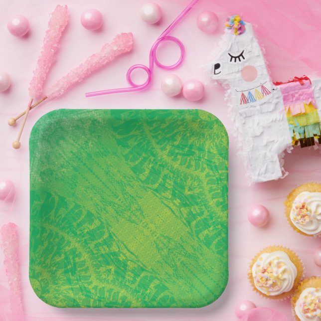 Plato De Papel Aceptación | Medallones de Boho azul verde amarill (Fiesta)