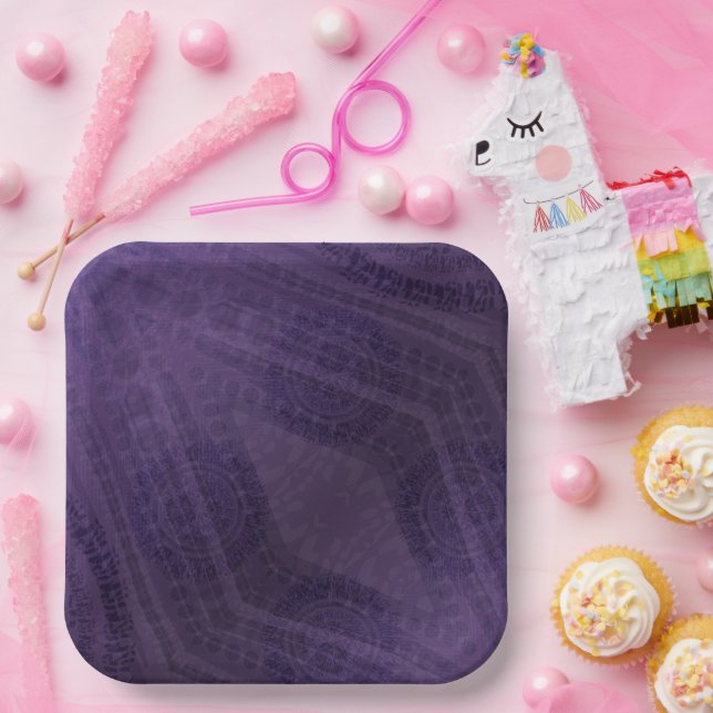 Plato De Papel Aceptación | Medallones de Meditación Violeta (Fiesta)