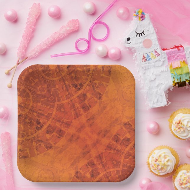 Plato De Papel Aceptación | Medallones del Boho amarillo Naranja  (Fiesta)