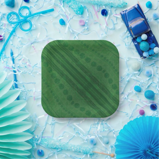 Plato De Papel Aceptación | Patrón de boho ecléctico verde (Fiesta)