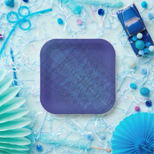 Plato De Papel Aceptación | Patrón Shibori Violeta Azul Índigo (Fiesta)