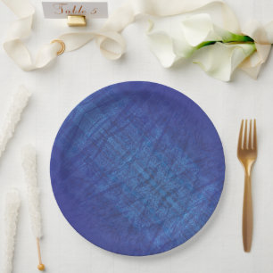 Plato De Papel Aceptación   Patrón Shibori Violeta Azul Índigo