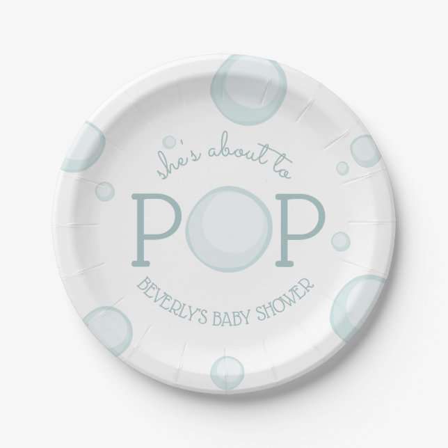 Plato De Papel Acerca de Pop Bubbles Baby Shower (Anverso)
