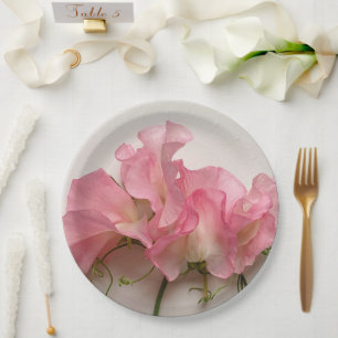 Plato De Papel Acercamiento de los arvejas dulces rosados
