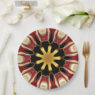 Plato De Papel Achempong: Starburst Lujo Deep Crimson & Gold