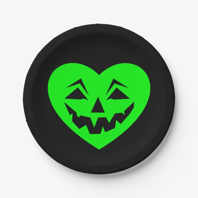 Plato De Papel acid green halloween heart gothic valentine creepy (Anverso)